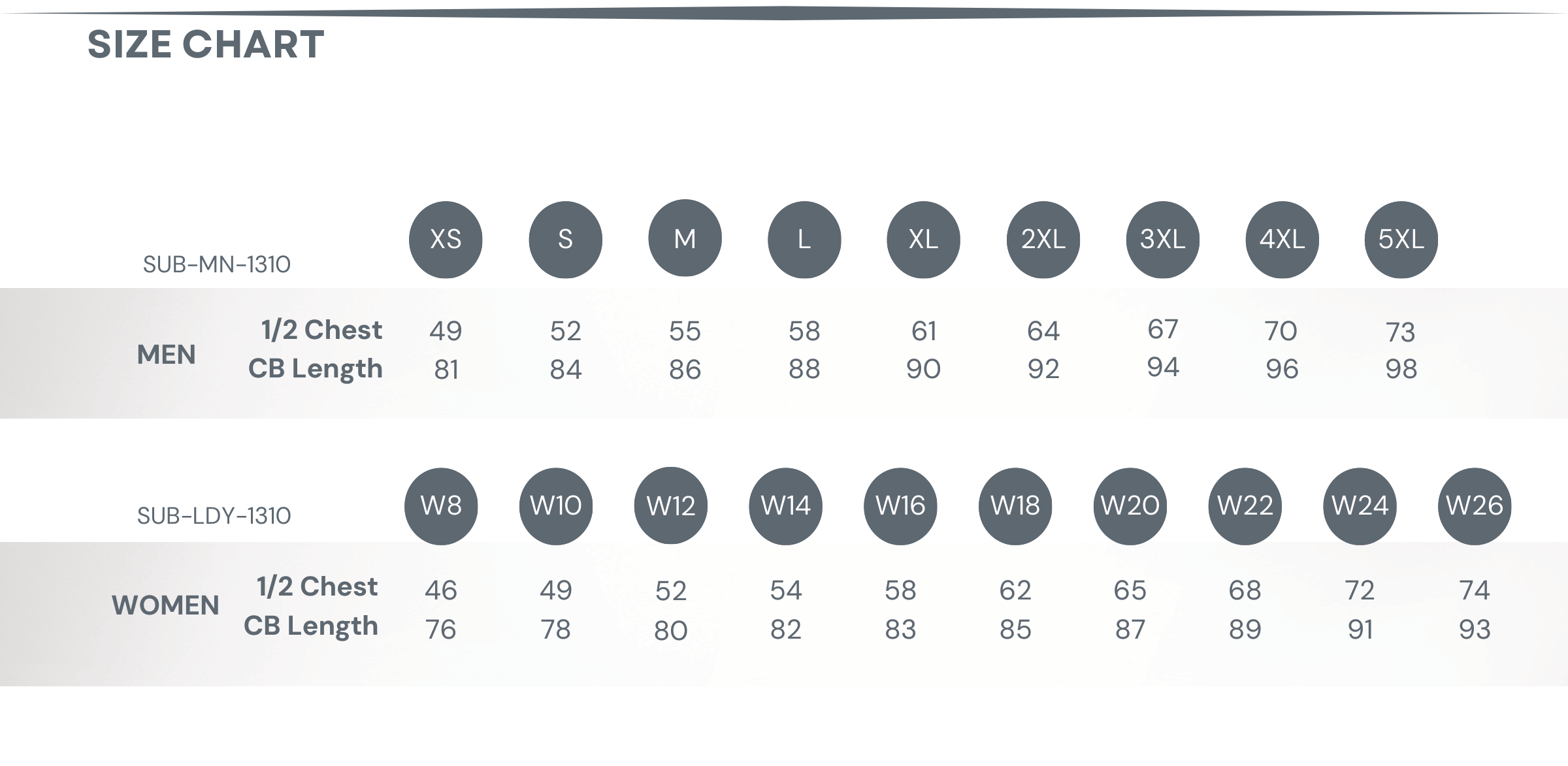 Sublimated Mountain Bike / Moto-X Shirt Size Chart
