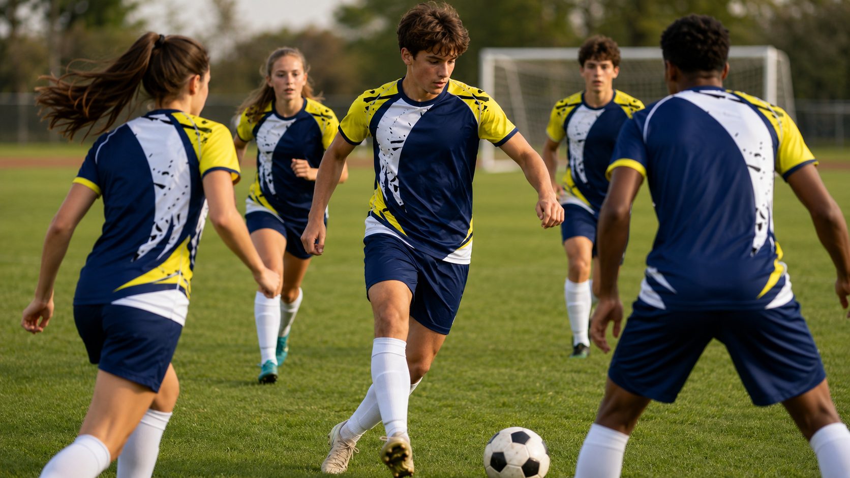 Football team in custom kit
